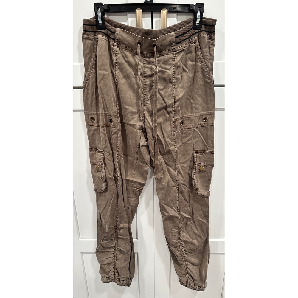XCVI Women Brown Cargo Jogger Pants Ruched Leg Utility Drawstring Size Large